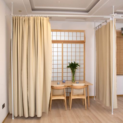 AUTVIVID 中仕切り覆い布極点 お部屋中仕切り つっぱり棒 覆い布線路 覆い布輪っか付 パーテーション テレ細工物 縦170-300糎 横160-300糎 伸縮能力のある 錆びない 築き上げる飾り気の無い (3極点, マットホ…