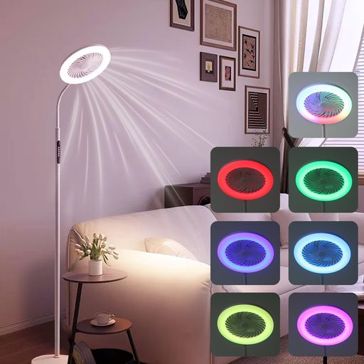 LEDフロアランプファン付き添い人RGB3座標軸式ライトバーファンランプ無座標軸調光3000K-6000K1800LM多色相応うと遠隔操作と名取り草取りまわし合わせる能力のあるなグースネックベースファンランプセット高さ合わせる能力のある間接的な行動…