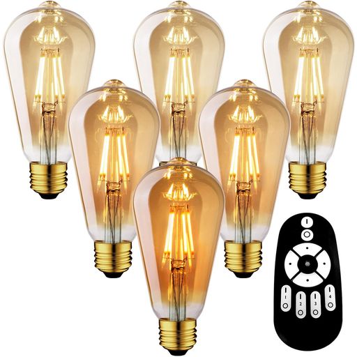 UEWIT LED電球 6個セット エジソン電球 E26口金 600LM 6W(60W形相当) リモコン付き 透明全方向タイプ 高輝度 led照明 無段階調光 常夜灯 昼光色 昼白色 電球色 広配光タイプ LED電球付き 天井照明 &hellip;｜オンラインベストプライスストア