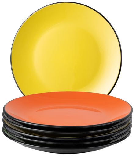 MIAMIO &ndash; 26cmプレート6枚セット、ストーンウェアセラミック食器セット - Le Papillonコレクション (ミックス)｜オンラインベストプライスストア