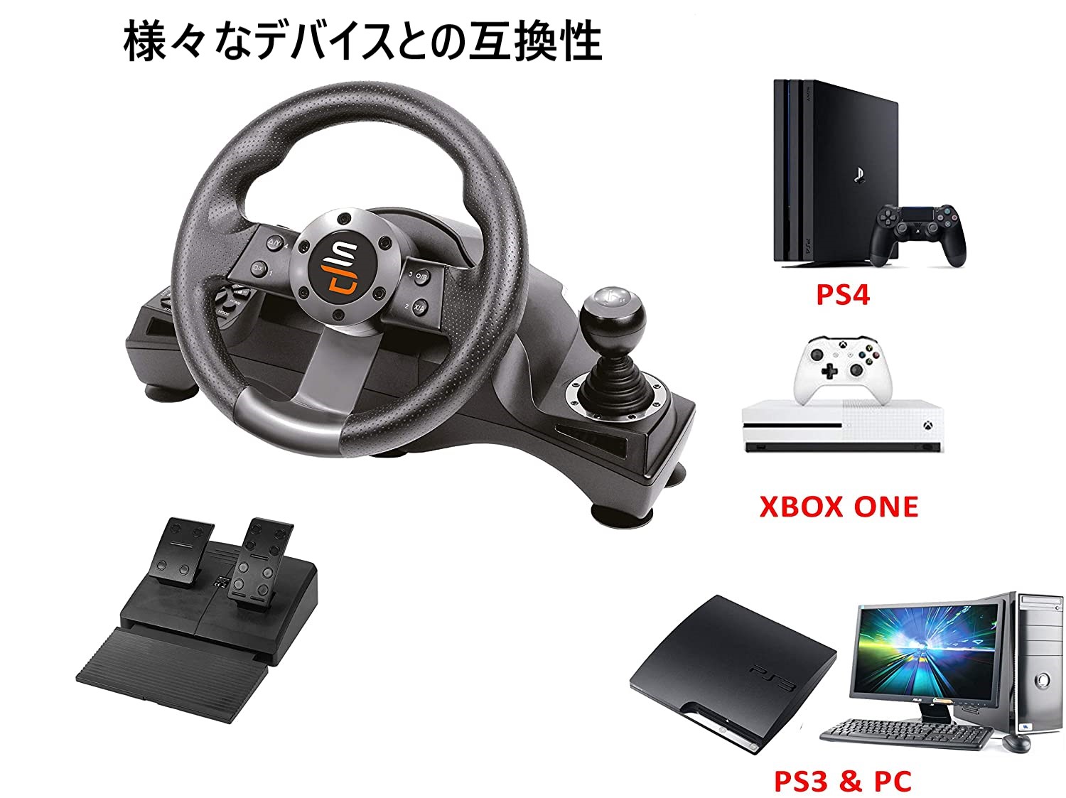 楽天市場 Subsonic ハンドルコントローラー レーシング ホイール Ps4 Pc Xbox One Ps3 対応 Drive Pro Sport オンラインフリーストア