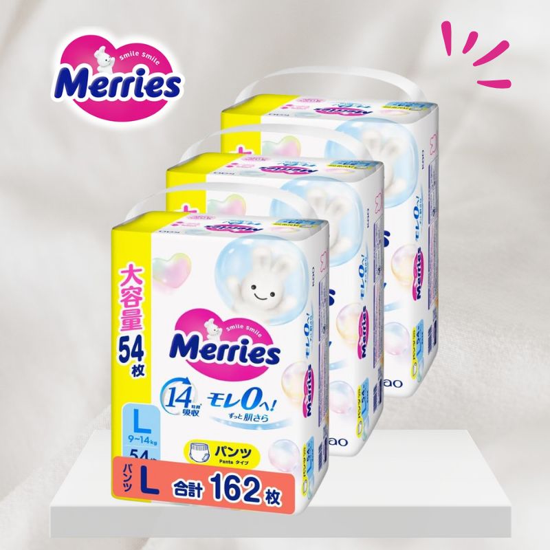 【パンツ Lサイズ】メリーズ モレ０へ！ずっと肌さら (9~14kg) 162枚 (54枚×3)[ケース品]