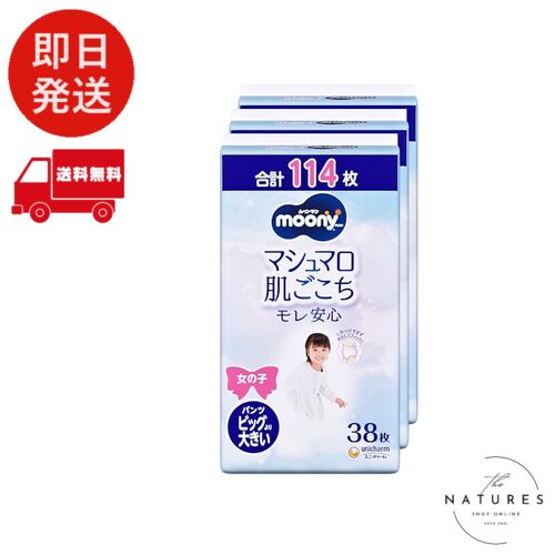 【ズボン下 ビッグより馬鹿でかい大いさ】ムーニーマン 御嬢さん オムツ(13~28kg)114枚(38枚×3) [容れもの品]