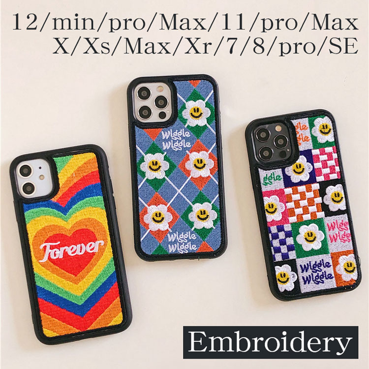 iphone13 ケース かわいい iphone13mini 13pro 13promax iphone12 ケース おしゃれ 刺繍  iphone12mini 耐衝撃 四隅保護 iPhone se 第二世代 iPhone7 8 傷防止 背面保護 iPhoneX XS XR XsMax  ...