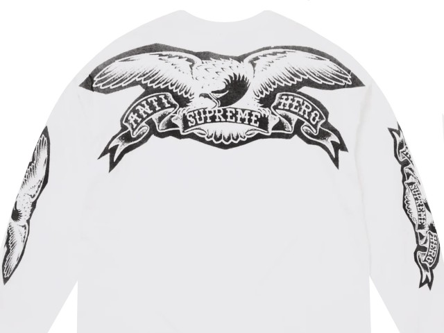 SUPREME シュプリーム アン五分五分主人公 共同研究 ロンT トップス 25AW 新品 白 Supreme x ANTIHERO Eagle L/S Tee WHITE シュプリーム x アン五分五分主人公 鷲 エルエス ティーシャツ 長袖 ティーシャツ 白いこと カットソー 25FW