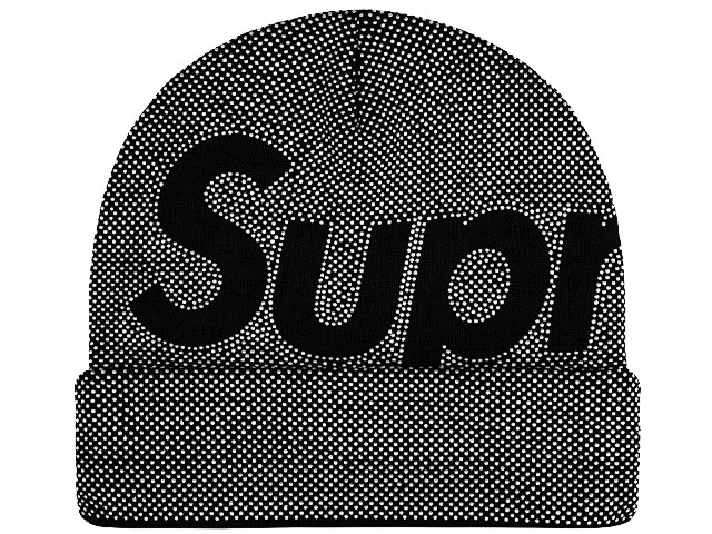 SUPREME シュプリーム 編み物帽 25AW 新品 黒 Studded Knockout Big Logo Beanie BLACK スタデッド 伸す ビッグ ロゴタイプ ビーニー 折りかえし カシミール  黒いこと 25FW スタッズ