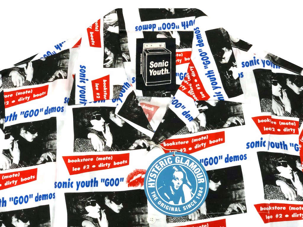 ヒステリックグラマー HYSTERIC GLAMOUR 22SS 新品 白 SONIC YOUTH GOO DEMOS柄 グーデモス  オープンカラーシャツ 半袖シャツ WHITE ホワイト 同型同色 | ONLY ONE STYLE