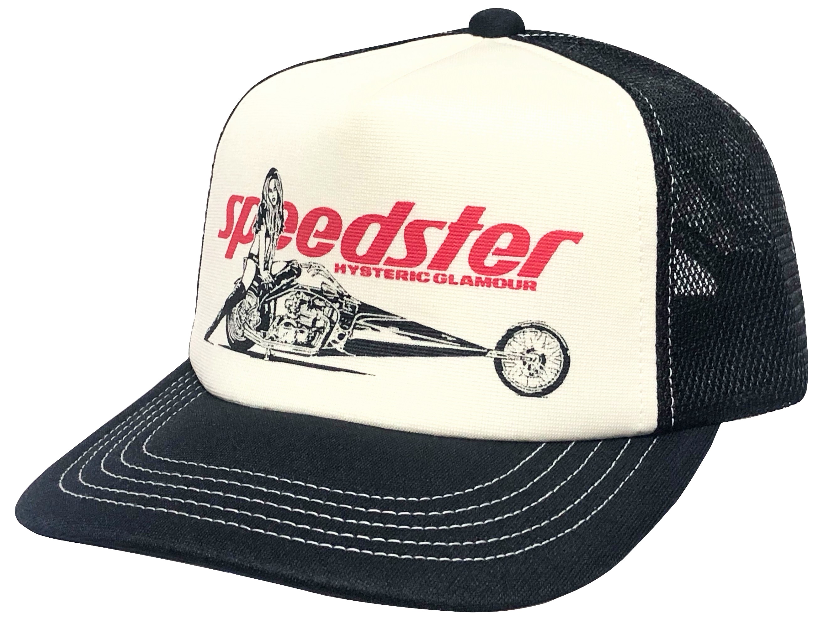 ヒステリックグラマー キャップ HYSTERIC GLAMOUR 新品 黒白 SPEEDSTER CAP スピード スター メッシュ キャップ ヒスガール BLACK｜ONLY ONE STYLE