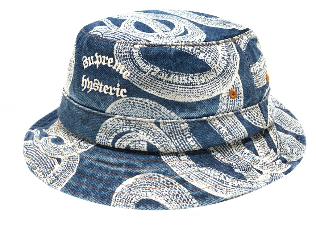 新しいコレクション Supreme シュプリーム Hysteric Glamour ヒステリックグラマー コラボ 21ss 新品 インディゴ ブルー Snake Denim Crusher Hat バケハ スネーク デニム クラッシャー ハット 代引不可 Agpandaimes Com Br