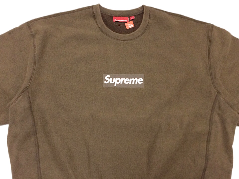SUPREME シュプリーム  調教師 25SS 新品 茶 Washed Box Logo Crewneck BROWN ウォッシュド ボックス席 ロゴタイプ 労働者の一団のど首 汗水 赤銅色 ハコトレ