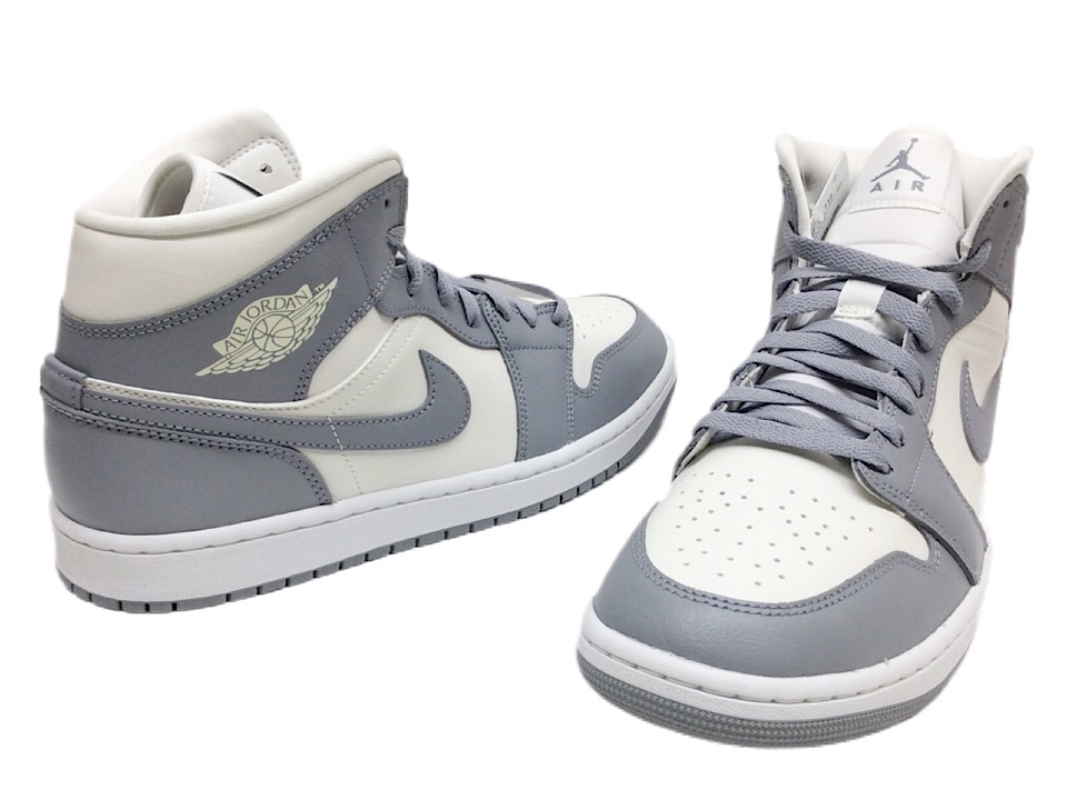 NIKE WOMEN\u0027S AIR JORDAN 1 MID Grey/Sail 22AW 新品 灰白 ナイキ ウィメンズ エアジョーダン1 ミッド 薄墨色/セイル品番 BQ6472-115 WMNS スニーカー-靴