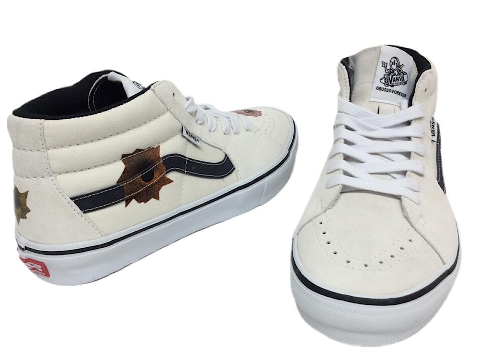 シュプリーム スニーカー SUPREME VANS ヴァンズ 25SS 新品 白 Nate Lowman Skate Grosso Mid Natural 滑る グロッソ ミッド バンズ ネイト ロウマン バレットホール/自然的 日本押さえる