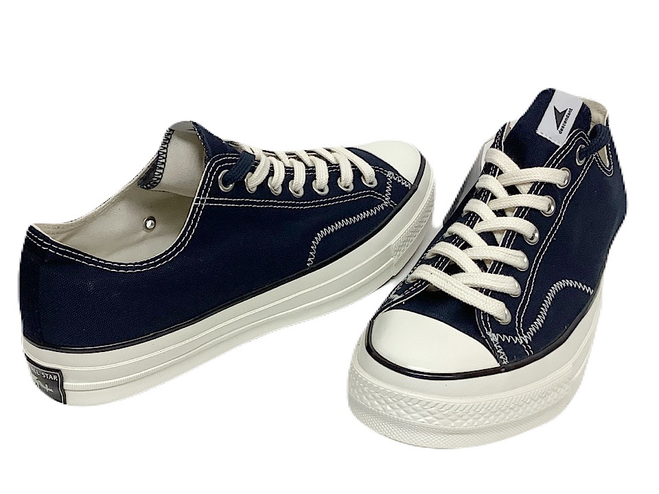 CONVERSE x DESCENDANT コンバース x ディセンダント 共同研究 26SS 新品 紺 ALL STAR LGCY OX / DC DRK.NAVY オールスター 帆布 置き目 スニーカー まっ黒い 米国海軍 靴-スニーカー-メンズ靴