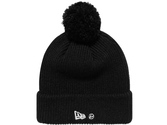 NEW ERA &times; FRAGMENT DESIGN POMPON KNIT RIP 2022 新品 黒 ニューエラ フラグメント デザイン ポンポンニット リブ キャップ ブラック ニット帽 サークルサンダー 藤原ヒロシ BLACK HF｜ONLY ONE STYLE