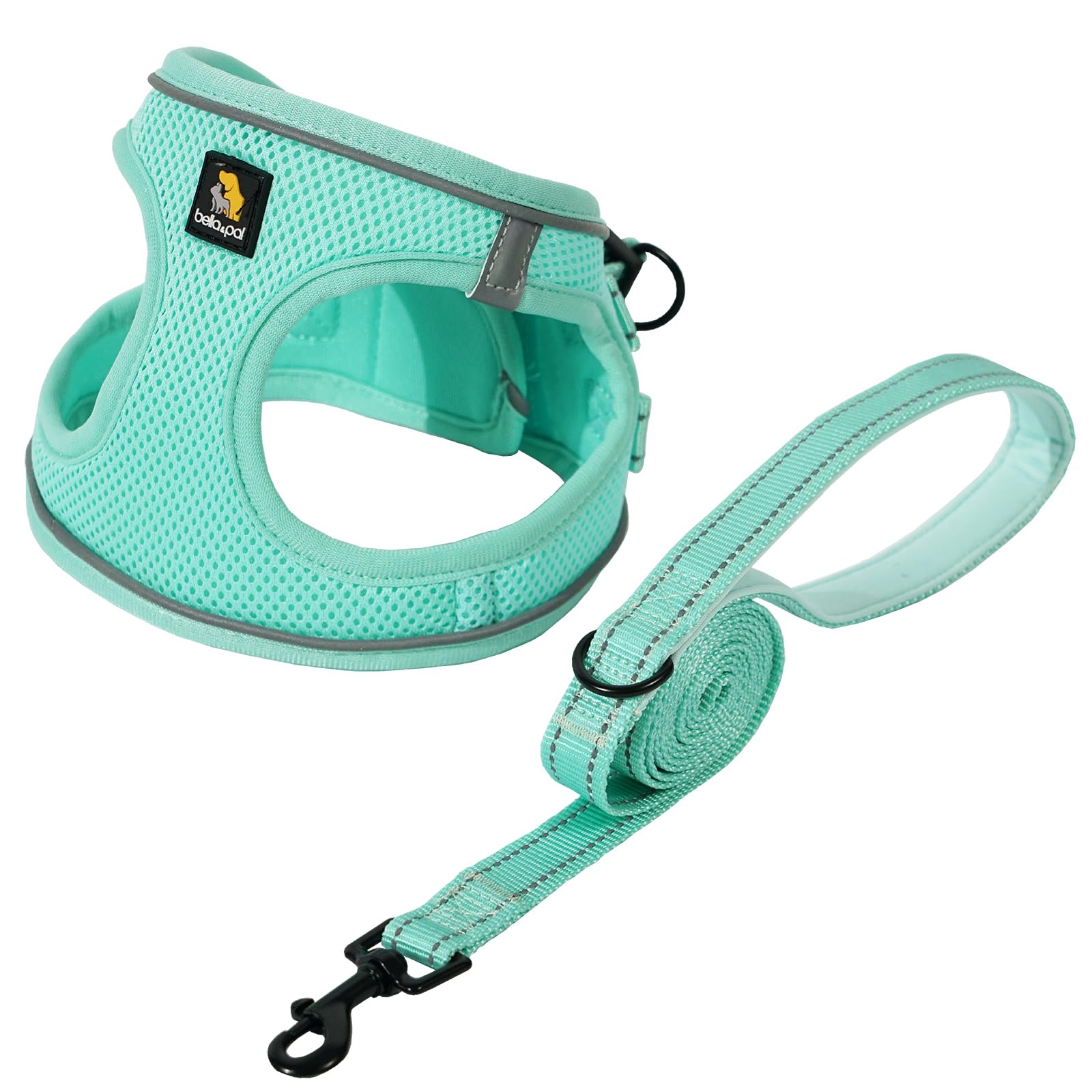 犬用馬具 リーシュセット 小中型犬用 より良い馬具 大気圏メッシュ 照りかえす材付き添い人 引っ張り押しとどめる 胴輪 ライトグリーン M大いさ