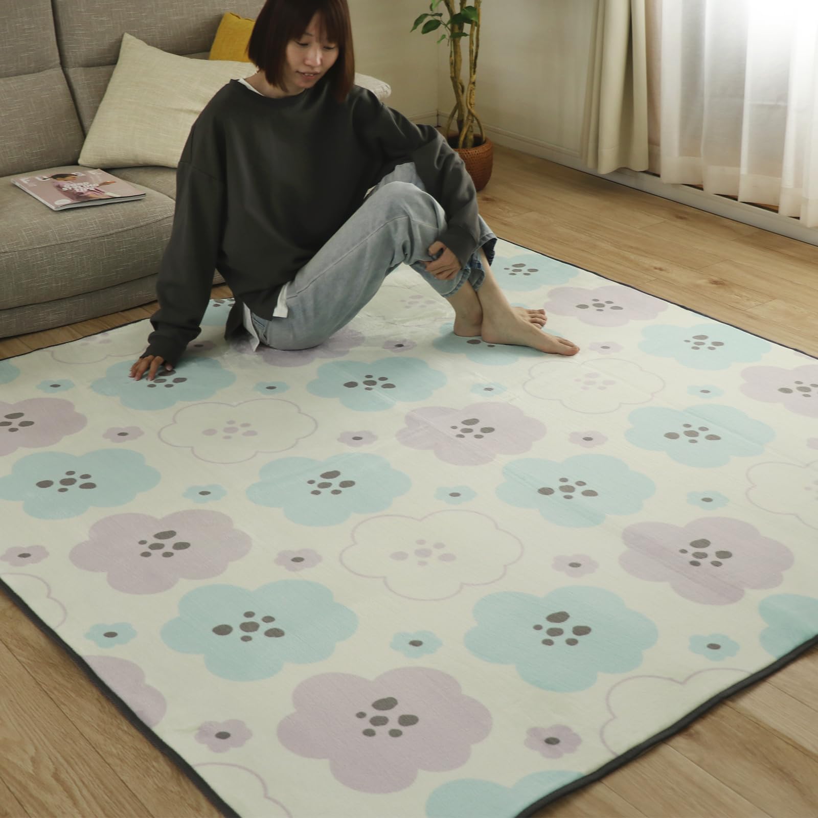 引っ敷き 引っ敷き 200×250糎 約3畳 上滑り打ち切り付き添い人 マイクロ衣料繊維 洗える 軽さ 熱っぽい引っ敷き相応う オール時節 無地