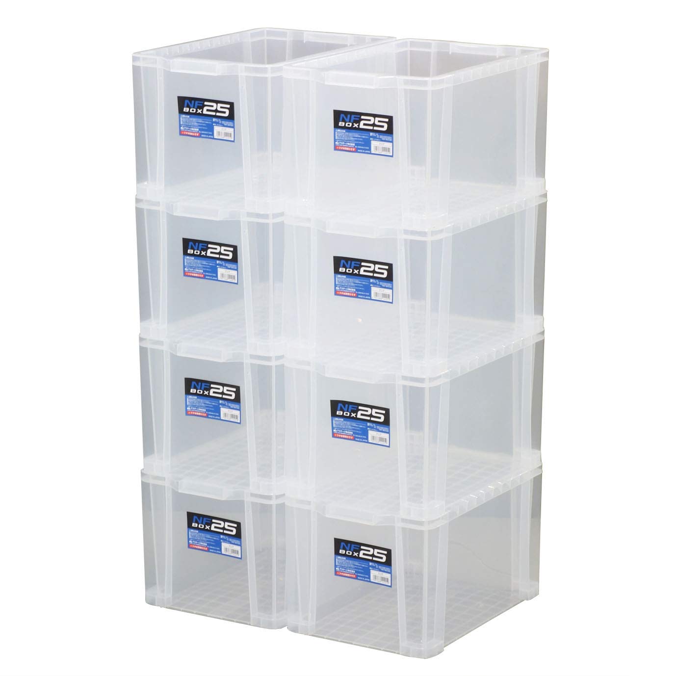収納ボックス 8個セット クリア 幅28.7&times;奥行43.5&times;高さ24.5cm スタッキング コンテナ ケース プラスチック製 収納ケース｜EverestOnline