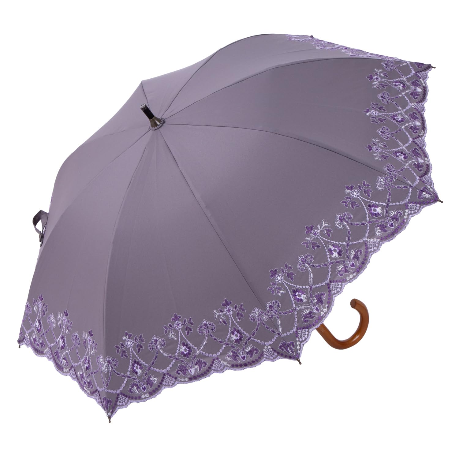 日傘 完全遮光 レディース 長傘 晴雨兼用 UVカット100% 遮熱 紫外線対策 刺繍 張り ショート 涼しい 婦人 傘|EverestOnline