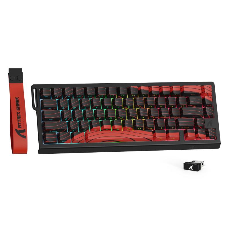 ATTACK SHARK X68PRO HE ラピッドトリガー キーボード 高速反応 3モード接続 2.4G Bluetooth USB-C有線 8KHZ ゲーミングキーボード ラピッドトリガー 調整可能なアクチュエーション搭載 RT0.01mm コンパ