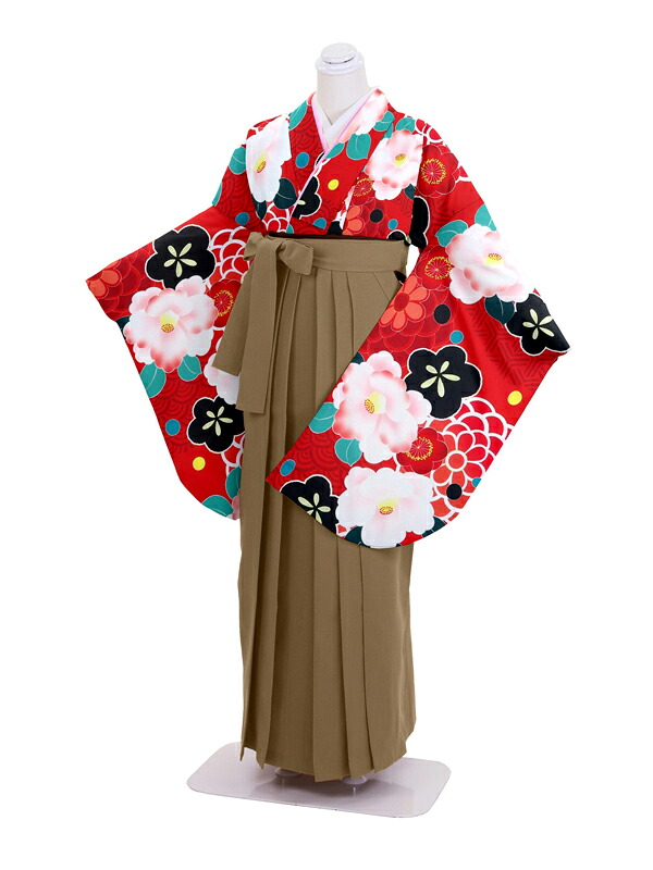 【レンタル】卒業式袴レンタル 赤梅椿&times;茶｜クリーニング専門店 小野ドライ