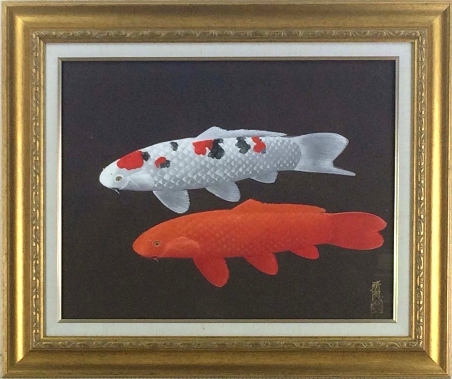 楽天市場】山下関城『双鯉』日本画 F10（10号） : 内田画廊