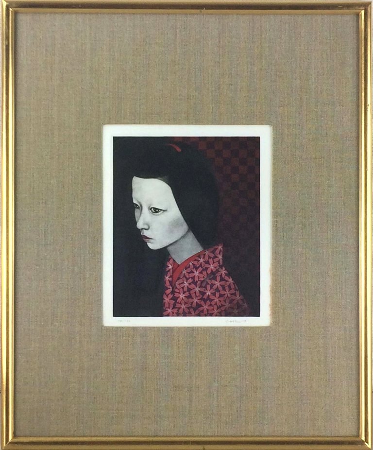 齋藤カオル「「風（その足もとに）」」 メゾチント（銅版画）作品 齋藤カオル「「風（その足もとに）」」 メゾチント（銅版画）作品