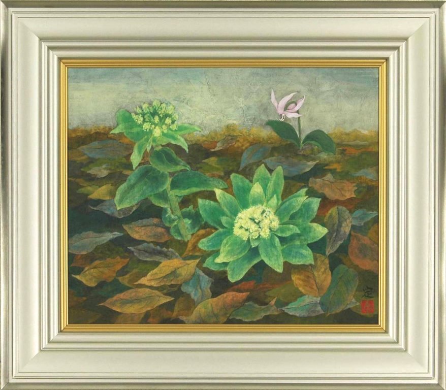 花の絵 日本画 サイン入り　小野末 楽天市場】高橋 天山（旧雅号：秀年）「富貴花」日本画10号共