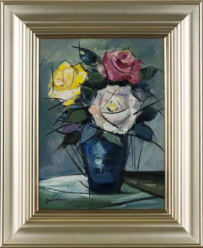 薔薇の絵画 ( 油絵 ) 村岡 清 作 薔薇の絵画 ( 油絵 ) 村岡 清 作 - メルカリ