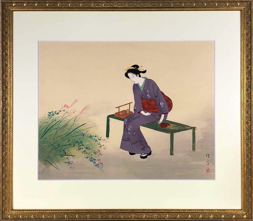 Yahoo!オークション - 【巧芸】鏑木清方【菊の花】 絹本 合箱