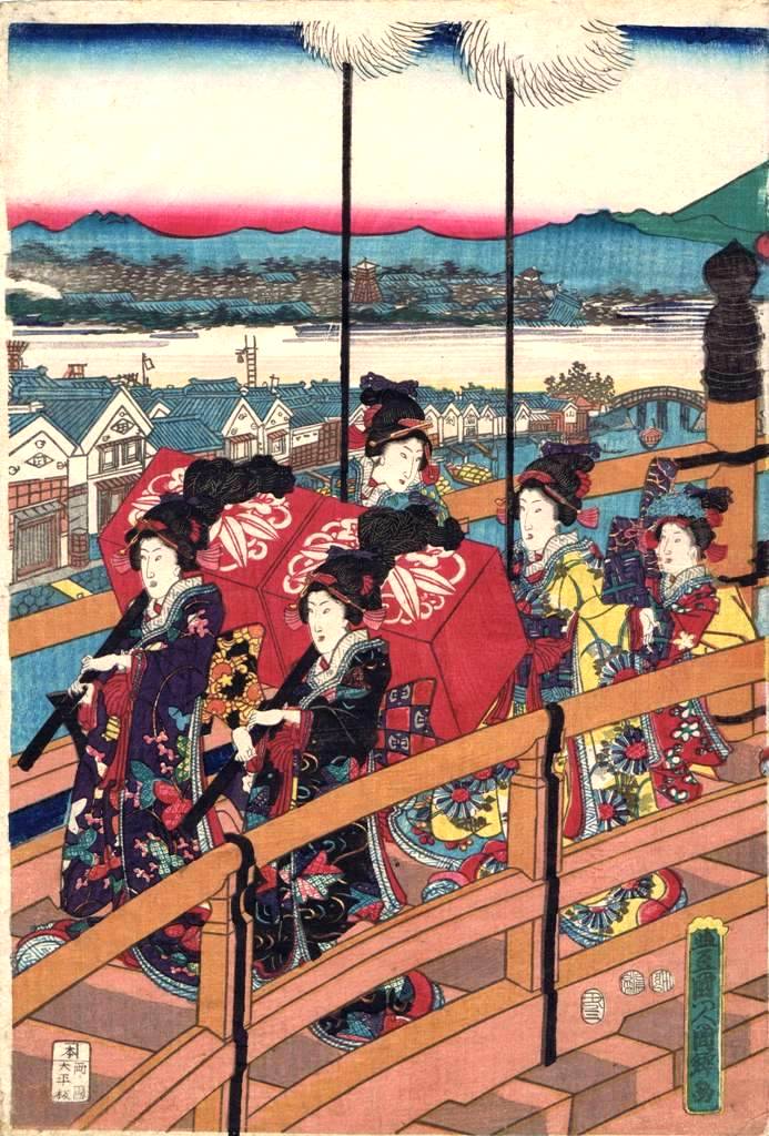 浮世絵、東京開華名所圖絵之内(駿河町三越雨店）三代広重画 浮世絵、東京開華名所圖絵之内(駿河町三越雨店）三代広重 - 版画
