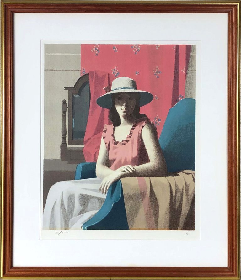 【中古美品】中村清治　花飾りの帽子　リトグラフ　44×40cm 楽天市場】中村清治 「帽子の婦人」 リトグラフ : 小野画廊