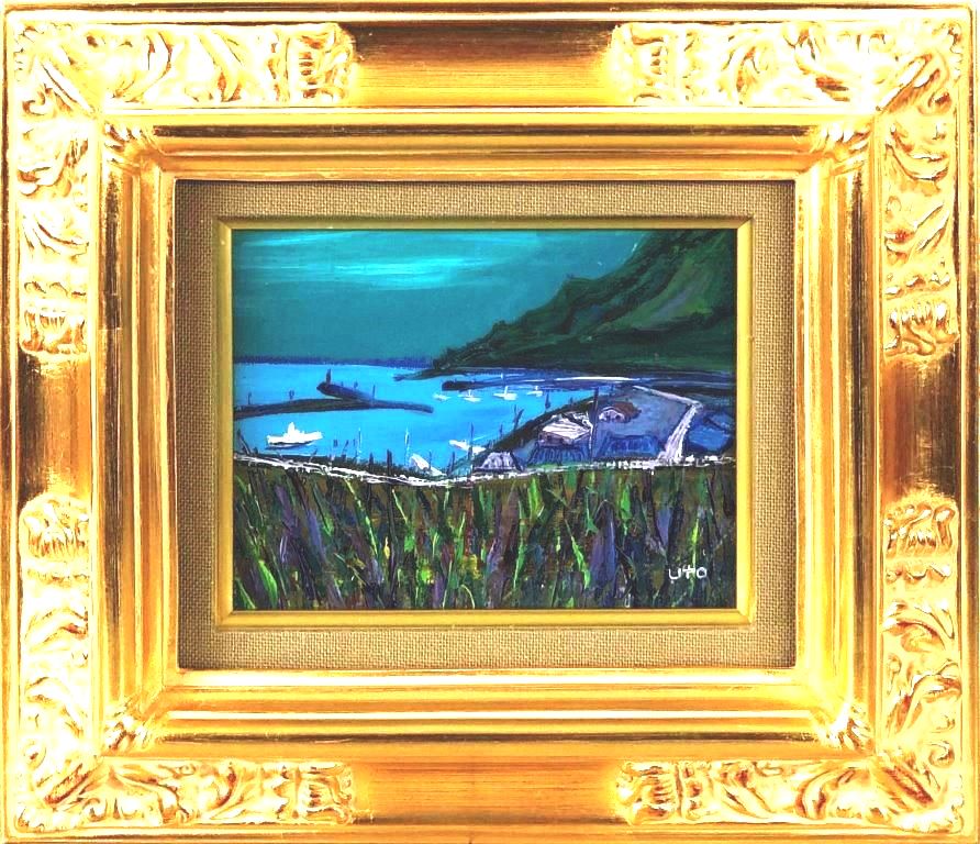 ♪♪14【格安】額入り絵画 油絵 風景画 宇藤義一 作「奥入瀬