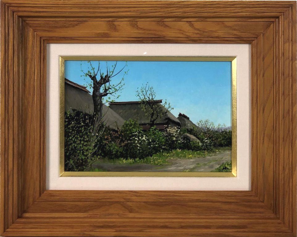 油絵　佐藤忠彦　早春の田舎家（群馬） 油絵 佐藤忠彦 早春の田舎家（群馬） 絵画