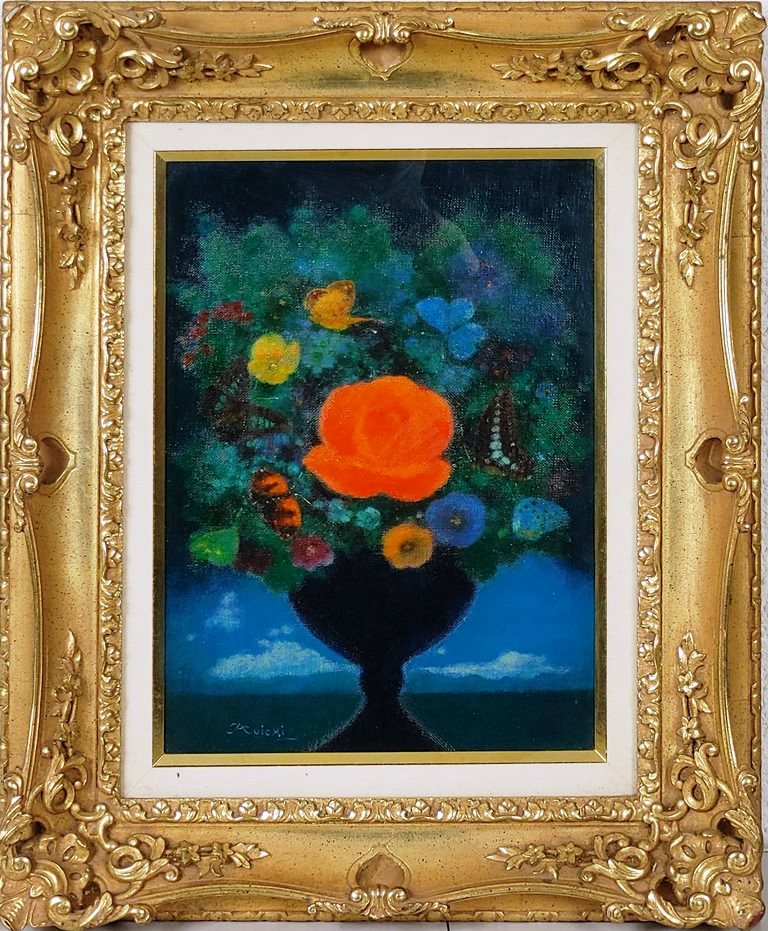 鷹山宇一、夜明けの花、希少画集画、状態良好、新品高級額装付 鷹山宇一、夜明けの花、希少画集画、状態良好、新品高級額装付