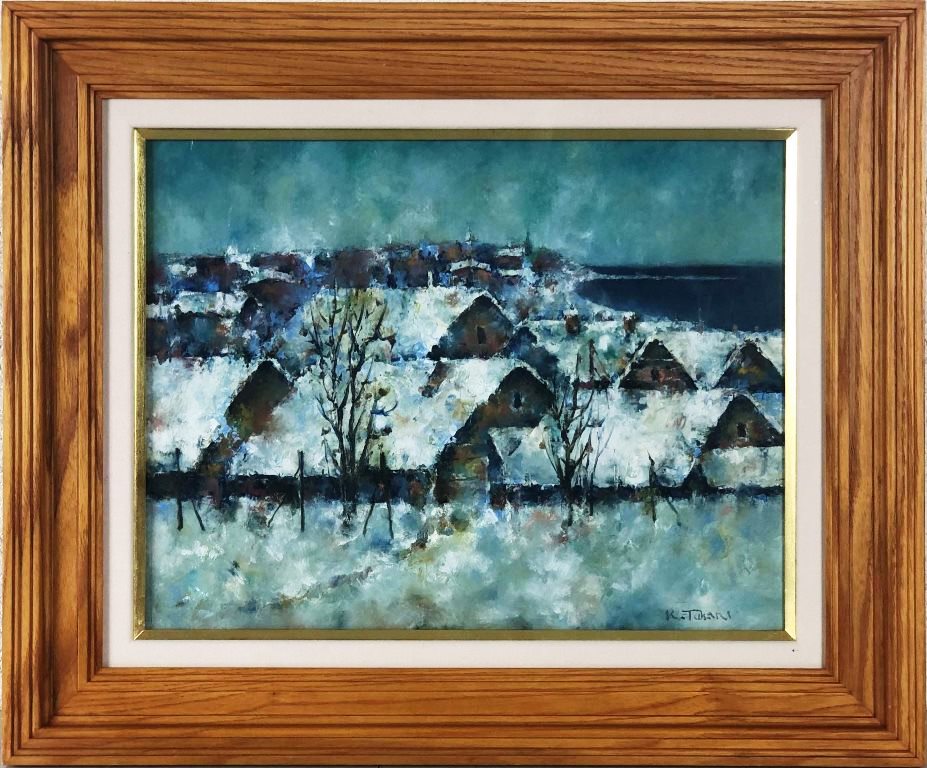 【真作】絵画　太田孝　油彩SM　斜里岳　湖畔から望む連峰　山岳風景　U180 真作】絵画 太田孝 油彩SM 斜里岳 湖畔から望む連峰 山岳風景