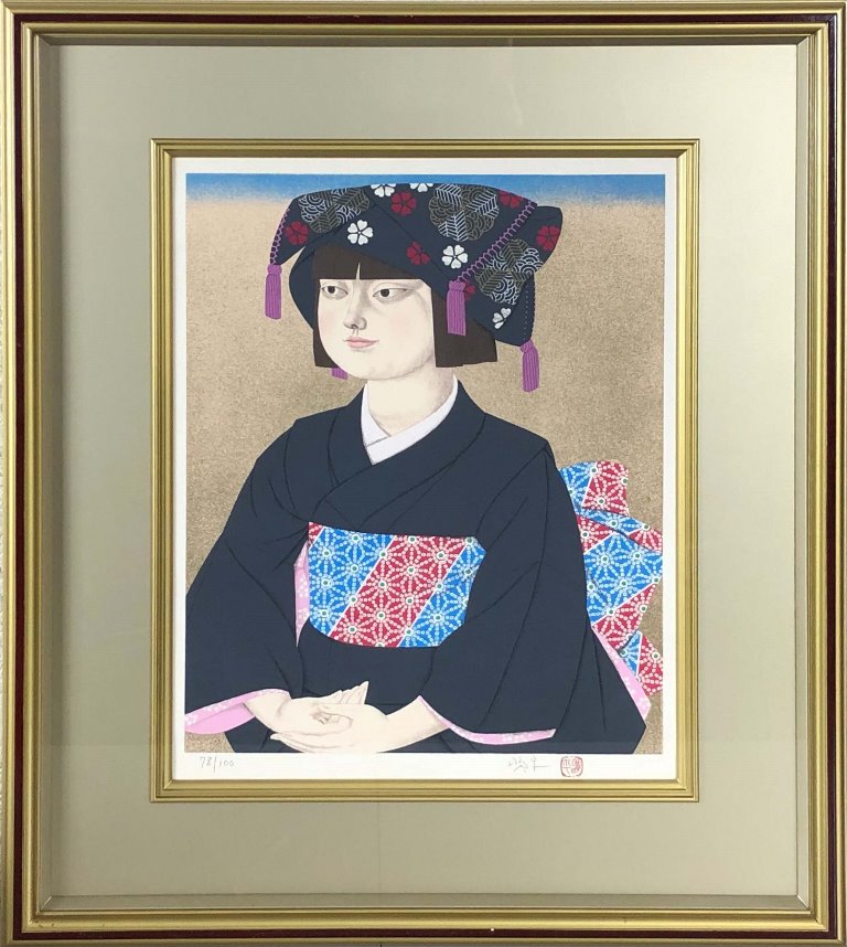 楽天市場】森田曠平 「 洛北おとめ 」 リトグラフ 石版画【中古