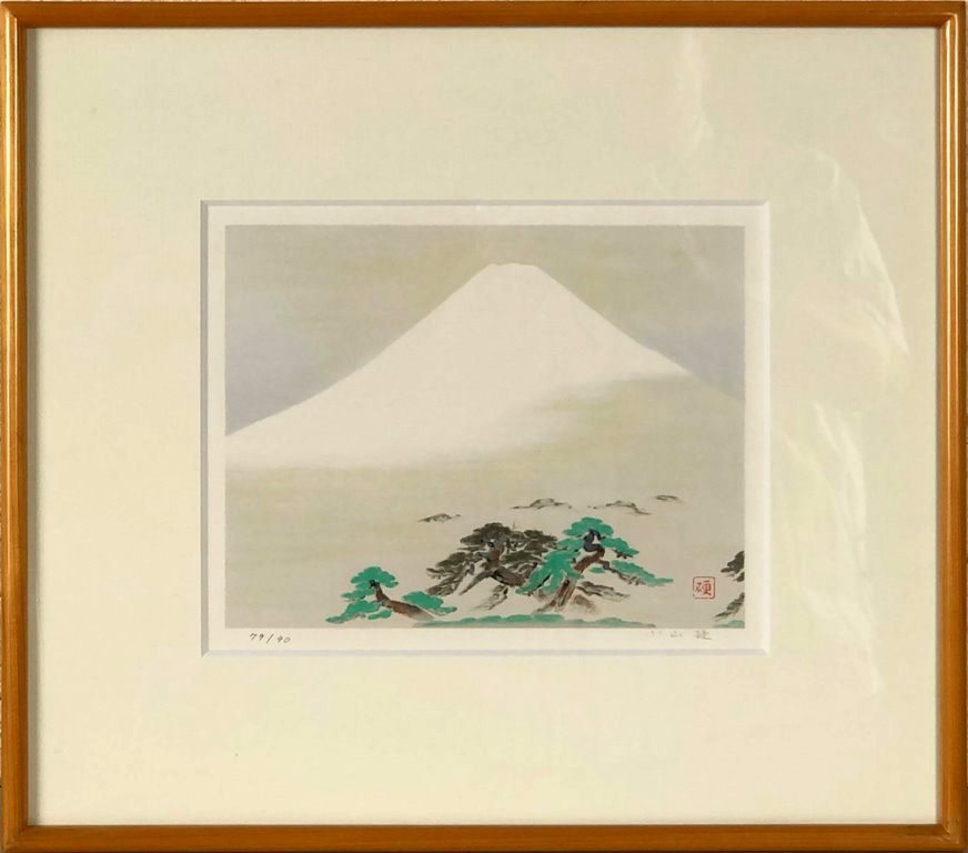 大藪雅孝 絵画 リトグラフ 「 松 」 昭和のモダニズム 日本画 です。 gallery-uchida_p2-2119-s-