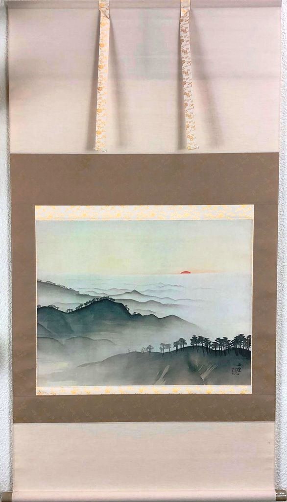 川合玉堂作 竹生嶋山掛軸 絵画