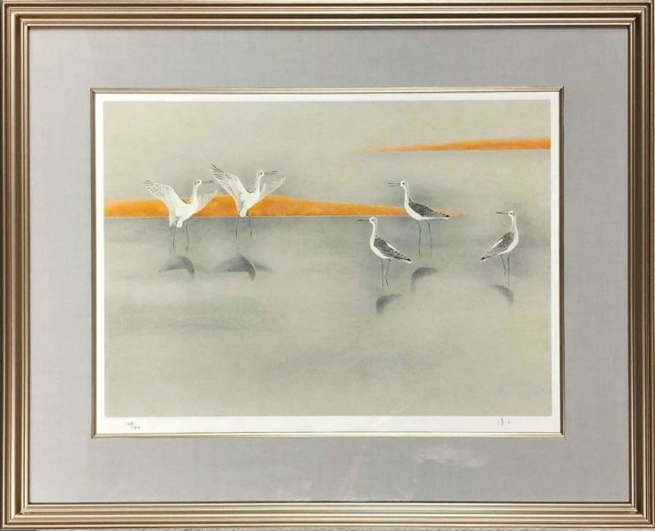 上村淳之 【鴫】 リトグラフ 上村淳之「鳥たちの詩より『鴫』」リトグラフ :: 絵画買取・販売