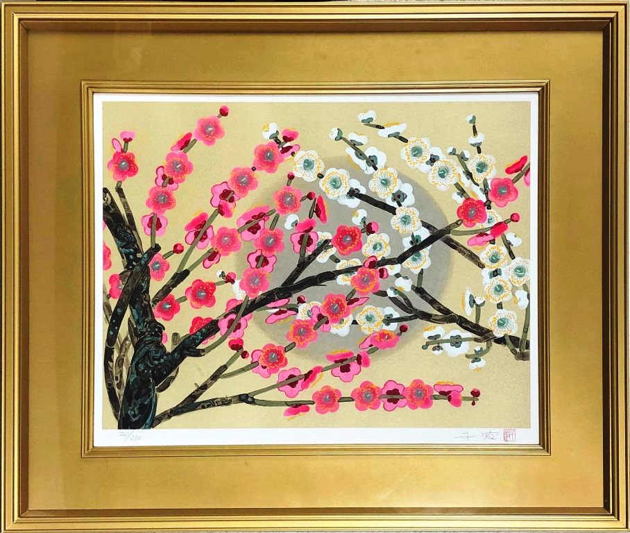 油彩画 油絵 羽山登 白馬の里 F6号 箱付き 一枚の繪新