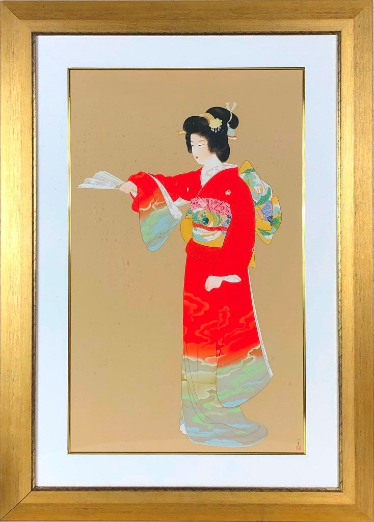 【真作】上村松園「娘深雪」シルクスクリーン 上村淳之監修 版元シール有り 版画 真作】上村松園「娘深雪」シルクスクリーン 上村淳之監修 版元