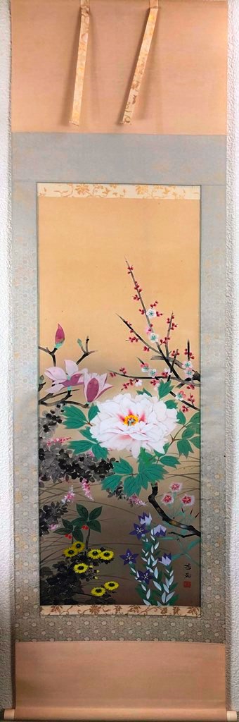 菱田春草 「春の朝」 工芸軸 : 小野画廊