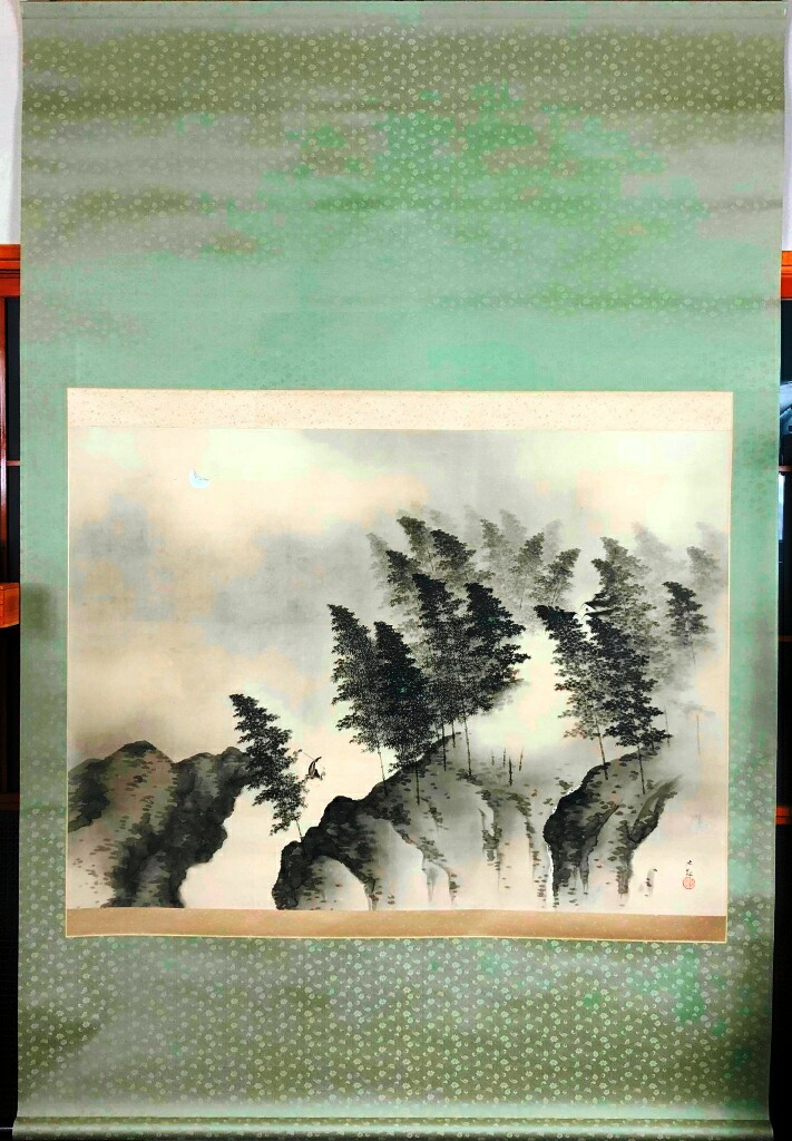 横山大観　「夕月」　工芸軸