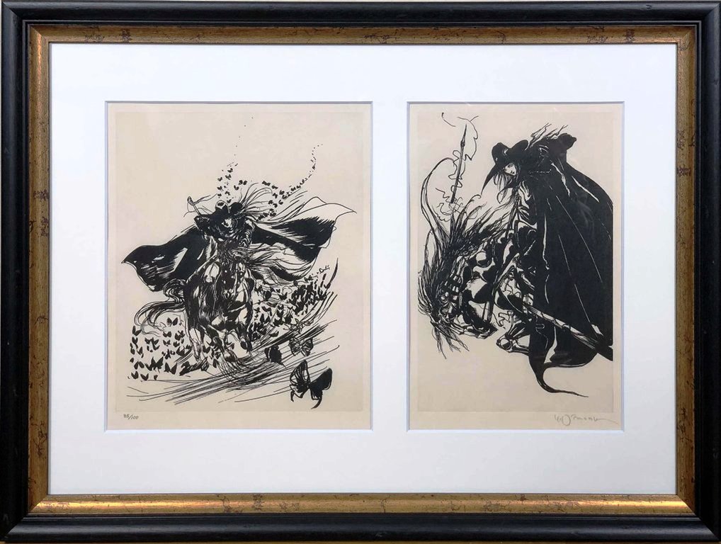 天野喜孝　「 蝶・颯」　木版画