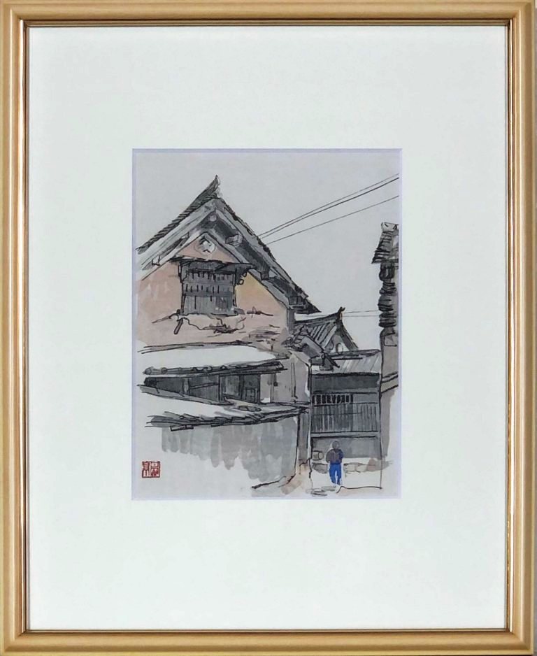 向井潤吉 「蔵の壁」 木版|小野画廊