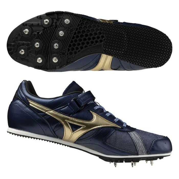 【貨物輸送無料】ミズノ mizuno 大地スパイク 走り幅跳び フィールドジオ LJ JAPAN U1GA2540 01色つや オールウェザートラック専用 米国海軍 ゴールド