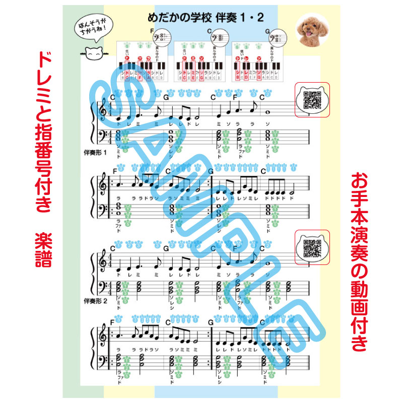 【楽天市場】「 めだかの学校 伴奏1・2 」楽譜今までになかった!お手本演奏動画付き 指番号&ドレミ付き楽譜 ・指番号のみ楽譜・ 指番号&ドレミなしの楽譜のA4サイズ 3枚セット 音符カード 【楽天市場】「 めだかの学校 伴奏1・2 」楽譜今までになかった!お手本演奏動画付き 指番号&ドレミ付き楽譜 ・指番号のみ楽譜・ 指番号&ドレミなしの楽譜のA4サイズ 3枚セット 音符カード