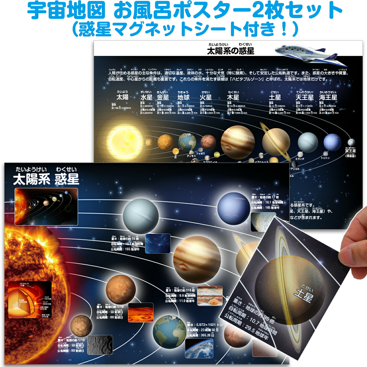 楽天市場】宇宙地図お風呂ポスター2枚セット（惑星マグネットシート