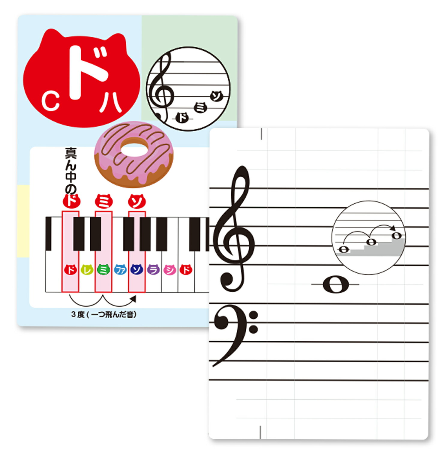 楽天市場】色音符カード ヘ音記号 No-3-77-21 くおん 音手箱