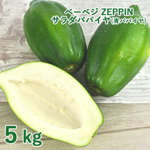 お中元 シャキシャキ食感 ZEPPINサラダパパイヤ 5kg(5～12個) 青パパイヤ パパイン酵素 無農薬 ベーベジ【送料込】